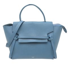 美品✨セリーヌ ナノ ベルトバッグ ハンドバッグ 水色 レザー パステル 