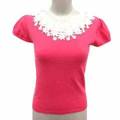 トッカ TOCCA ニット カットソー 花モチーフ 半袖 XS ピンク /YKのサムネイル
