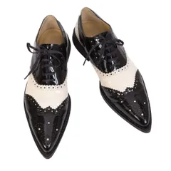 コムデギャルソンCOMME des GARCONS  ポインテッドトゥウイングチップシューズ 黒白24のサムネイル