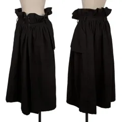 ビーヨウジヤマモトB Yohji Yamamoto ウールギャザーウエスト切替ラップスカート 黒1のサムネイル