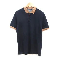 ブルネロクチネリ BRUNELLO CUCINELLI ポロシャツ 鹿の子 半袖 L 紺 ネイビー ベージュ /MSのサムネイル