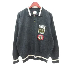 カステルバジャック CASTELBAJAC ポロシャツ ニット 刺繍 長袖 ワッペン ウール 4 XL グレー /MNのサムネイル
