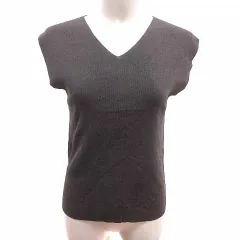 N.Natural Beauty Basic N.ナチュラルビューティーベーシック ニット カットソー Vネック フレンチスリーブ M こげ茶 ダークブラウン /YKのサムネイル