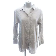 ベイフロー BAYFLOW BASIC シャツ ブラウス スキッパーカラー 麻混 リネン混 長袖 3 M ベージュ /AUのサムネイル