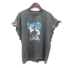 ニコアンド Niko and.. カットソー Tシャツ クルーネック プリント 半袖 フリル M グレー /MN