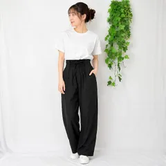 日本製 ワイドパンツ レディース ハイウエスト リボンパンツ タックパンツ ゆったり 美脚 脚長 きれいめ ストレート 黒 ブラック 春 夏 秋 オフィス カジュアル【小】ベイクルーズ 25-30-922 ブラックのサムネイル