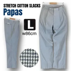 Papas パパス★ストレッチコットン1プリーツスラックス★千鳥格子柄/ライトブルー★ストレートライン★メンズL/w86cm    #2605M113のサムネイル