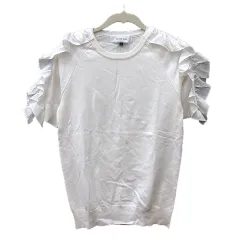 ルシェルブルー LE CIEL BLEU ニット カットソー 半袖 フリル 36 S 白 ホワイト /MNのサムネイル