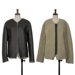 イザベルマランエトワールISABEL MARANT ETOILE ラムファーノーカラージップアップリバーシブルジャケット 黒38のサムネイル