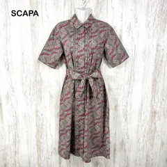 美品 SCAPA スキャパ ペイズリー リバティ プリント シャツワンピース レッドのサムネイル