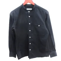 グロスター GLOSTER ノーカラーシャツ 長袖 S 紺 ネイビー /AUのサムネイル