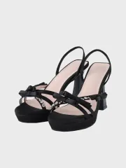 Mmeeme Ribbon strap bijou line mule ブラックのサムネイル