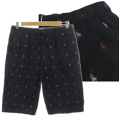 ポロ バイ ラルフローレン Polo by Ralph Lauren ポニー総柄ハーフパンツ ルームウエア ウエストゴム コットン ネイビー 紺 レッド 赤 ホワイト 白 LLのサムネイル