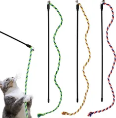猫じゃらし 紐 ロープ 噛むおもちゃ 歯磨き デンタルケア オーラルケア 便利な個包装 歯磨きヒモ猫じゃらし【3本入り】のサムネイル