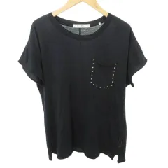ラグ&ボーン RAG&BONE 美品 半袖 カットソー クルーネック スタッズ ポケット 無地 薄手 XSサイズ 黒 ブラック ■YHS6のサムネイル