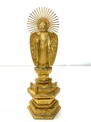 展示品 未使用品□国産□高級□金彩色□阿弥陀如来立像□仏教美術
