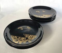 輪島塗 黒漆 銘々皿 3枚セット 金蒔絵 雪華文様 - メルカリ