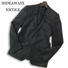 HIDEAWAYS NICOLE ハイダウェイ ニコル 通年★ 背抜き 微光沢 スリム ストライプ テーラード ジャケット Sz.46 メンズ 黒のサムネイル