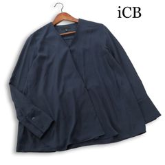 3965y 美品 ICB ボウタイ配色ブラウス ポリエステル 紺 L - メルカリ