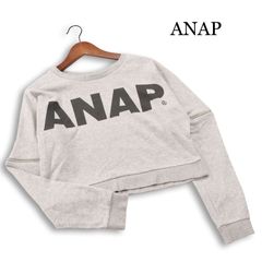 ANAP (Annap) All-season short-length logo print pullover sweatshirt, size F, women's, gray.