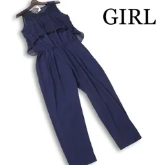 【新品 未使用】 GIRL ガール 春夏★ シフォン レース フリル オールインワン サロペット Sz.L メンズ 紺