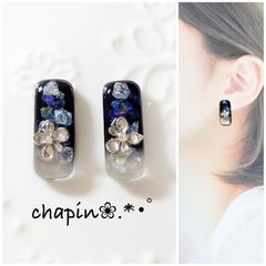 ニュアンスカボションピアス レジンピアス 2076 ） カボション ニュアンス レジン パープル ピアス イヤリング