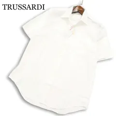 【新品 未使用】 TRUSSARDI トラサルディ 春夏 COOLBIZ★ 半袖 シャツ 日本製 Sz.41 メンズ 白のサムネイル