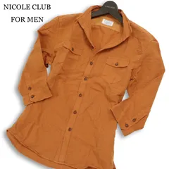 NICOLE CLUB FOR MEN ニコルクラブ フォーメン 春夏 襟ワイヤー★ 麻 リネン 七分袖 スリム ワーク シャツ Sz.50 メンズ
