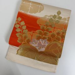 h*r様 名古屋帯 正絹 真綿紬 大柄花の織り出し 八寸 名古屋帯 正絹 真綿紬 素敵な花の織柄 八寸 MA-7878 - メルカリ