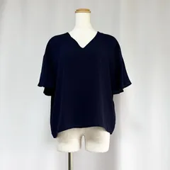 koé フリル袖 Vネックトップス ブラウス ネイビー Fのサムネイル