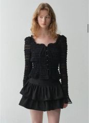 J1UbyLABELLEETUDE ニッティングパターンボリュームフリルボレロ J1UbyLABELLEETUDE ニッティングパターンボリュームフリルボレロ