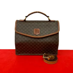 極 美品 CELINE セリーヌ マカダム ブラゾン トリオンフ 柄 レザー 本革 2way ハンドバッグ ショルダーバッグ ブラウン 茶 58293