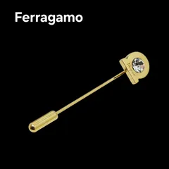 Ferragamo ピン ブローチ ガンチーニ ゴールド ストーン付のサムネイル