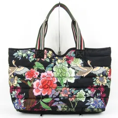デシグアル リバーシブル キルティング トートバッグ 花鳥柄 鞄 ブランド レディース ブラック グリーン Desigual 【中古】のサムネイル