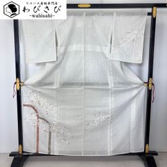 夏着物 付下げ 絽 花模様 ラメ 東京白茶色 しつけ糸 K-6152 - メルカリ