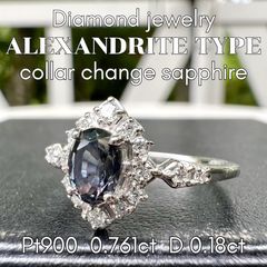 K18WG アレキサンドライト ダイヤモンド リング 0.20ct 変色効果
