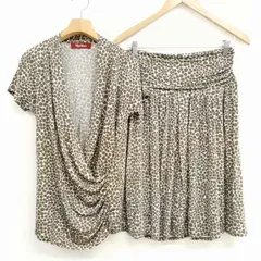 マックスマーラステュディオ Max Mara Studio STUDIO 総柄 ジャージー セットアップ プルオーバー ドレープ トップス 膝丈 スカート S カーキ系のサムネイル