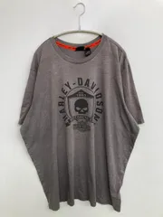 HARLEY-DAVIDSON ハーレーダビッドソン Tシャツ/カットソー 2XL グレー 前面プリント バックプリント ブランドロゴ ミドル丈 半袖 クルーネック(丸首) メンズ