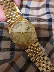 SEIKO 自動巻き ゴールド デイデイト 裏スケ クラシックデザイン