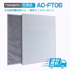 【送料無料】AC-FT06 ツインバード空気清浄機交換用フィルター ac-ft06 HEPA 集じん フィルターと 活性炭脱臭フィルター まとめ 2枚入りセット コード:35521のサムネイル