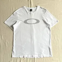 希少デザイン　archive　OAKLEY　オークリー　MADE IN MEXICO　メキシコ製　ビッグロゴグラフィックプリント　エリプス　半袖　白Tシャツ　カットソー　コットン生地　L　テック　Y2K　平成　big ellipse logo print-T