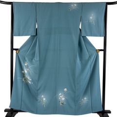 付け下げ　夏用　縦絽　金駒刺繍　花模様　楓　着物　015k 付け下げ 夏用 縦絽 金駒刺繍 花模様 楓 着物 015k - メルカリ