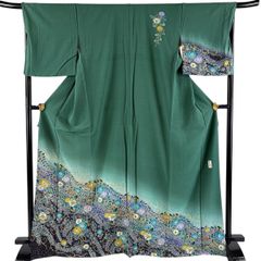 豪華】振袖 青緑 刺繍 スワトウ 成人式 正絹 身丈154 裄丈65 f7 - メルカリ