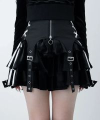 TRAVAS TOKYO トラバストーキョー ベルト付きティアードフリルスカート