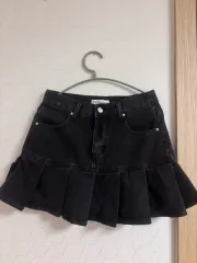 ブラックデニムキュロット プリーツスカートのサムネイル