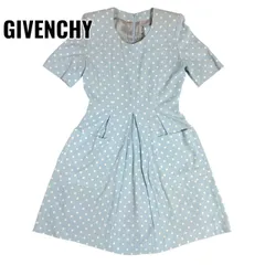 GIVENCHY ジバンシィ ワンピース ドット 水色 半袖 フランス製 ポケット付き