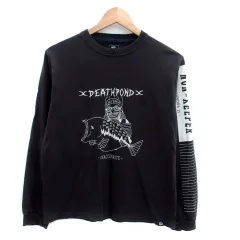クリフメイヤー KRIFF MAYER K.MAYER Tシャツ カットソー クルーネック 長袖 プリント S チャコールグレー オフホワイト /HO11のサムネイル