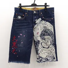 豊天商店 ◆ハーフデニムパンツ/刺繍/大黒天/インディゴ/サイズM BU082042  メンズファッション【中古】 のサムネイル
