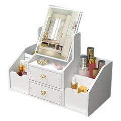 Pico series ドレッサー ミラー付き 木製メイクボックス 小物収納