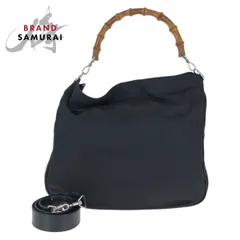 美品 GUCCI グッチ バンブー ２way ブラック 黒 シルバー金具 ナイロン/レザー 001 3444 1577 ショルダーバッグ ハンドバッグ 601495【中古】